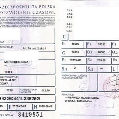 Sprzedam samochód ciężarowy Mercedes - Benz + przyczepa ciężarowa